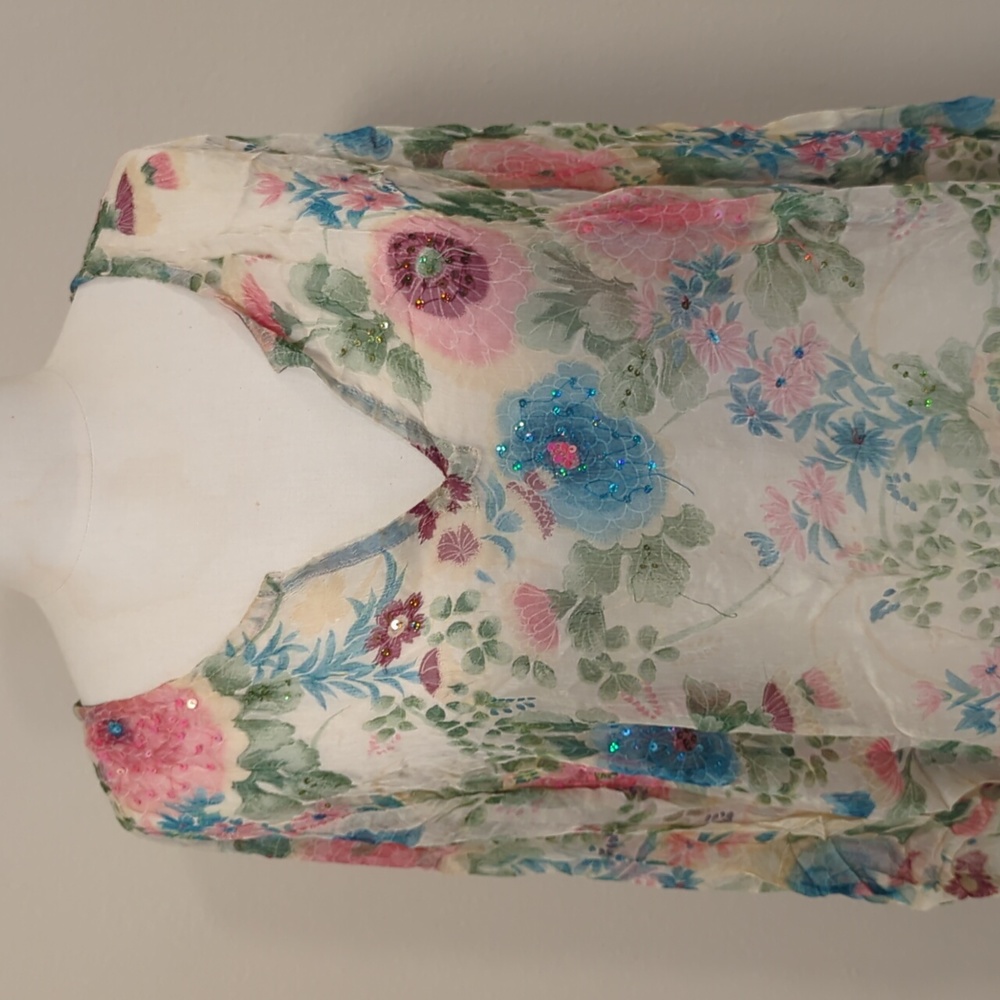Sher Tunic in floral print , embroidered sequin